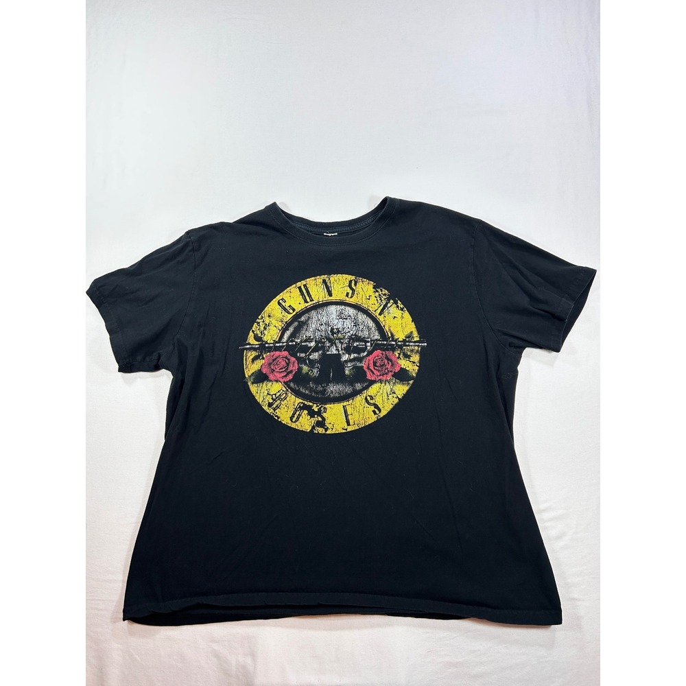 Guns N Roses Bullet Logo Graphic T-Shirt Black Short Sleeve Rock Band Tee